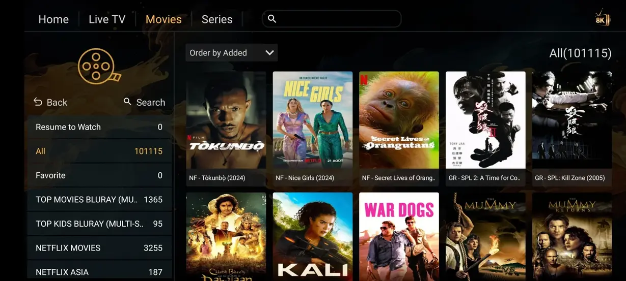 Aperçu interface et chaînes du service Mario IPTV 5